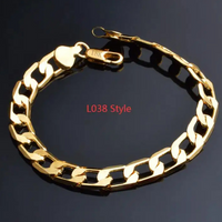 Gold Plated Figaro Chain Bracelet, Classic Link Design, Women's Fashion 421