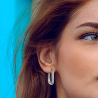 925 U-Shaped Hoop Earrings with Cubic Zirconia - Elegant Small Hoop Earrings 163