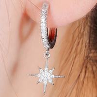 Asymmetric Celestial Hoop Earrings – Moon & Star Charms with Crystal Detail 1128