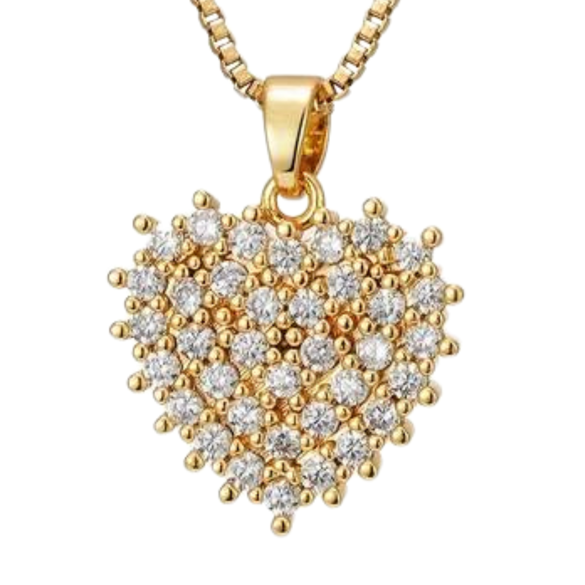 18K Gold-Plated Heart Pendant Necklace Golden Stainless Steel Chain Necklace 151