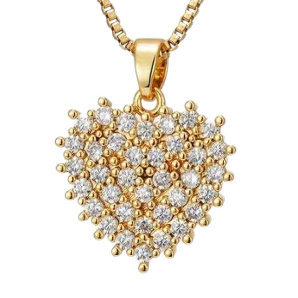 18K Gold-Plated Heart Pendant Necklace Golden Stainless Steel Chain Necklace 151