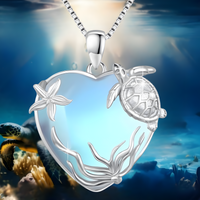 Sterling Silver Plated Sea Turtle Starfish Heart Pendant Necklace UK Ship B28