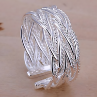 Adjustable Multi Strand Statement Ring for Women - Premium Wide Woven Twist 1812
