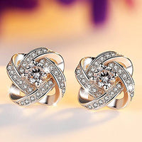 Knot Stud Earrings for Women – Trendy Cubic Zirconia Round Studs Interwoven 814