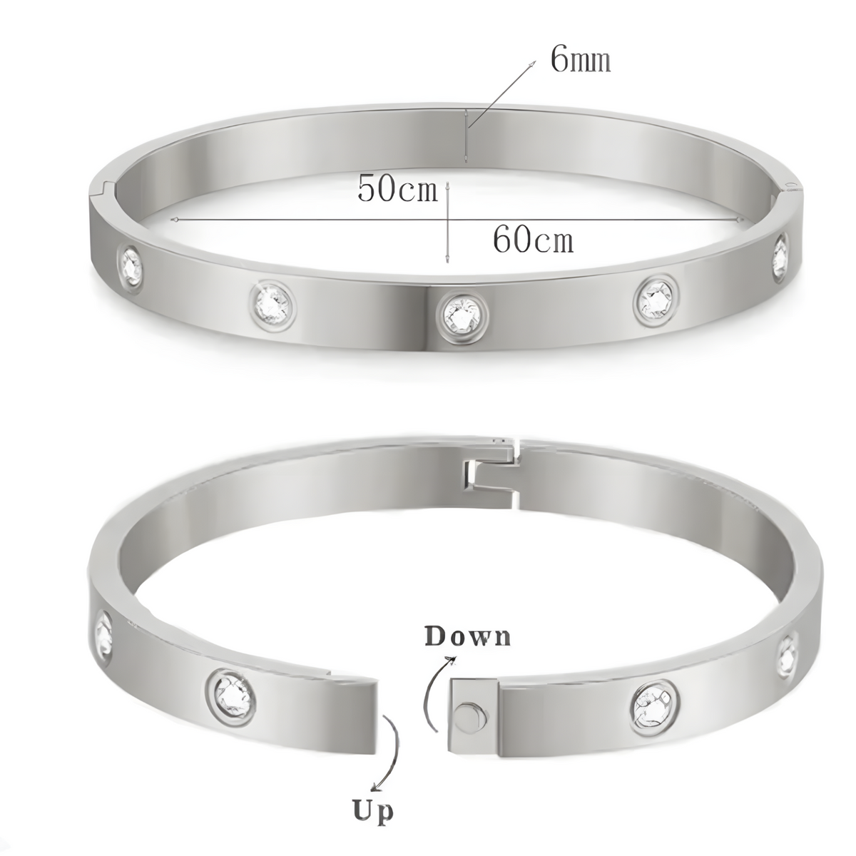 Unified Jewellery Silver-Tone Bracelet Set for Women | Tennis Chain & Bangle 442
