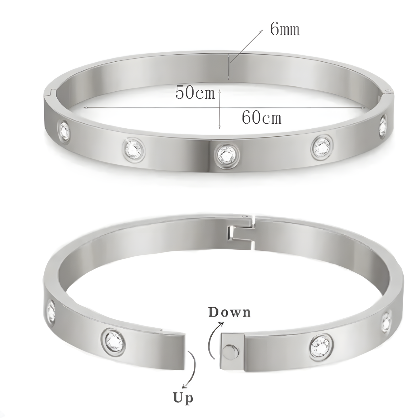 Unified Jewellery Silver-Tone Bracelet Set for Women | Tennis Chain & Bangle 442