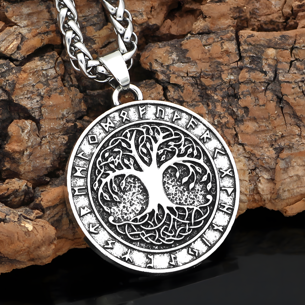 Nordic Vintage Tree of Life Rune Necklace Antique Bronze Silver Tone Unisex B66