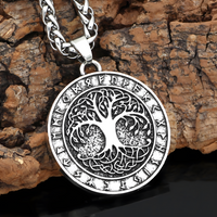 Nordic Vintage Tree of Life Rune Necklace Antique Bronze Silver Tone Unisex B66