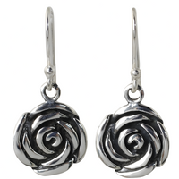 Rose Disc Drop Earrings For Women Silver-Plated Alloy 5.3g Hook Earrings 1478