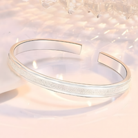 Unified Jewellery Premium Frosted Stripe Adjustable Open Cuff Bangle 1839