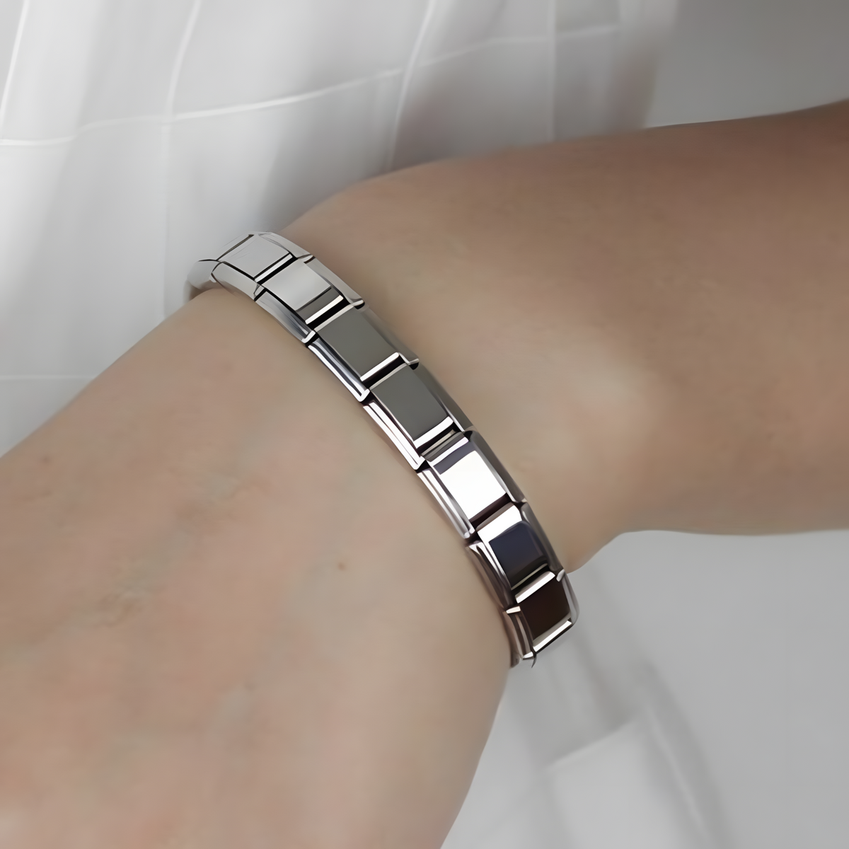 9mm Stainless Steel Bracelet 180mm Length Weight Silver Tone Link Bracelet 1398