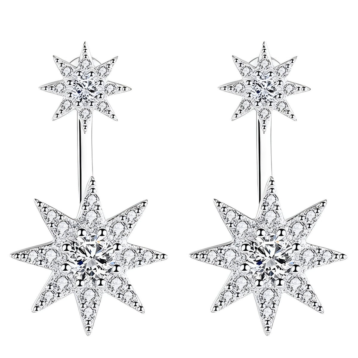 Sparkling Star Drop Earrings for Women - 925 Sterling Silver Elegant Dangle 332