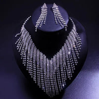 1 Pair Dangle Earrings 1 Pc Necklace Zinc Alloy Jewelry Set Rhinestones 87 UK