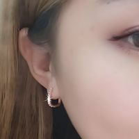 925 Silver-Plated Crystal Hoop Earrings for Women Elegant Round Huggie Hoops 932