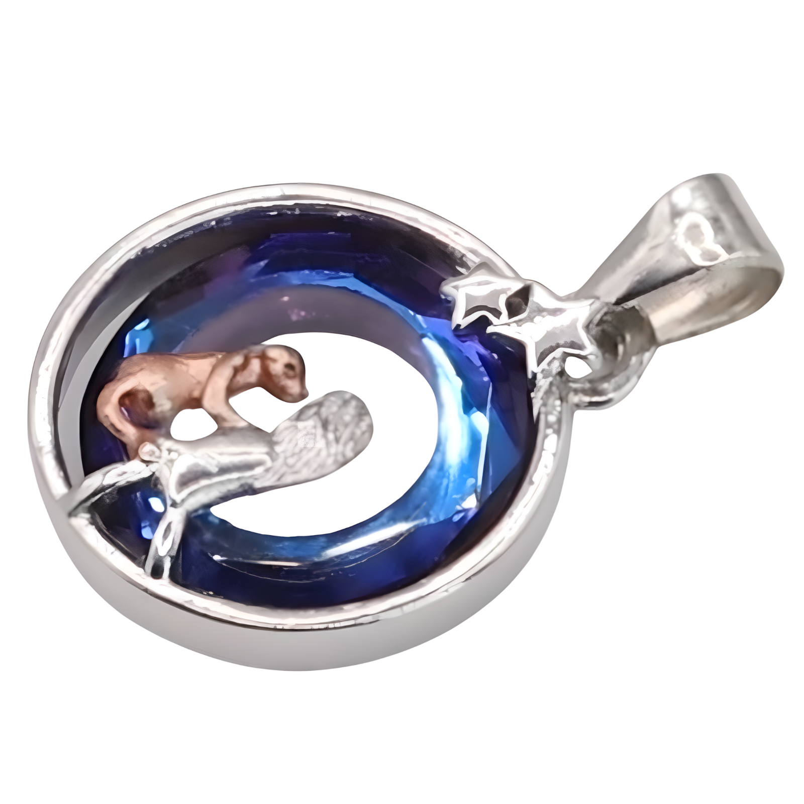 Women's "Owner and Dog" Sterling Silver Necklace, Pet Memorial Jewelry, Dog B138