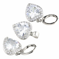 Heart Halo Necklace & Earrings Set -Sparkling Heart Pendant with Halo Cubic 1485