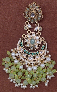 Elegant Bollywood Inspired Gold Kundan Earrings - Traditional Indian Jewelry 210