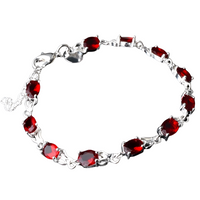 Unified Jewellery Premium Red Oval Crystal Tennis Bracelet Women Lobster 1825