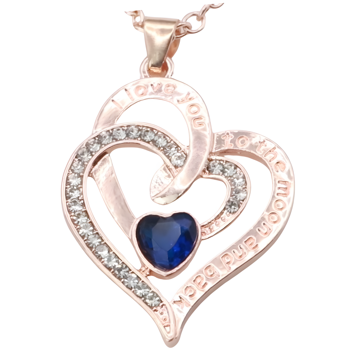 18K Gold Plated Zinc Alloy Blue Heart Stone and Princess Cut Rhinestones B310