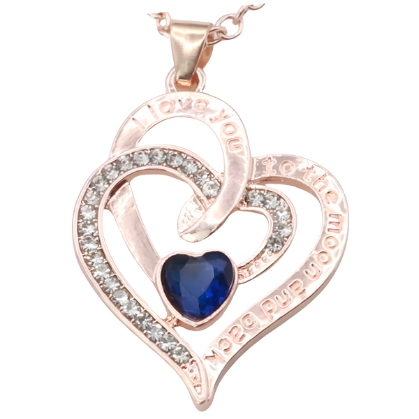 18K Gold Plated Zinc Alloy Blue Heart Stone and Princess Cut Rhinestones B310