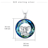 Unified Jewellery Cute Elephant Necklace Blue Crystal Circle Silver Tone B63