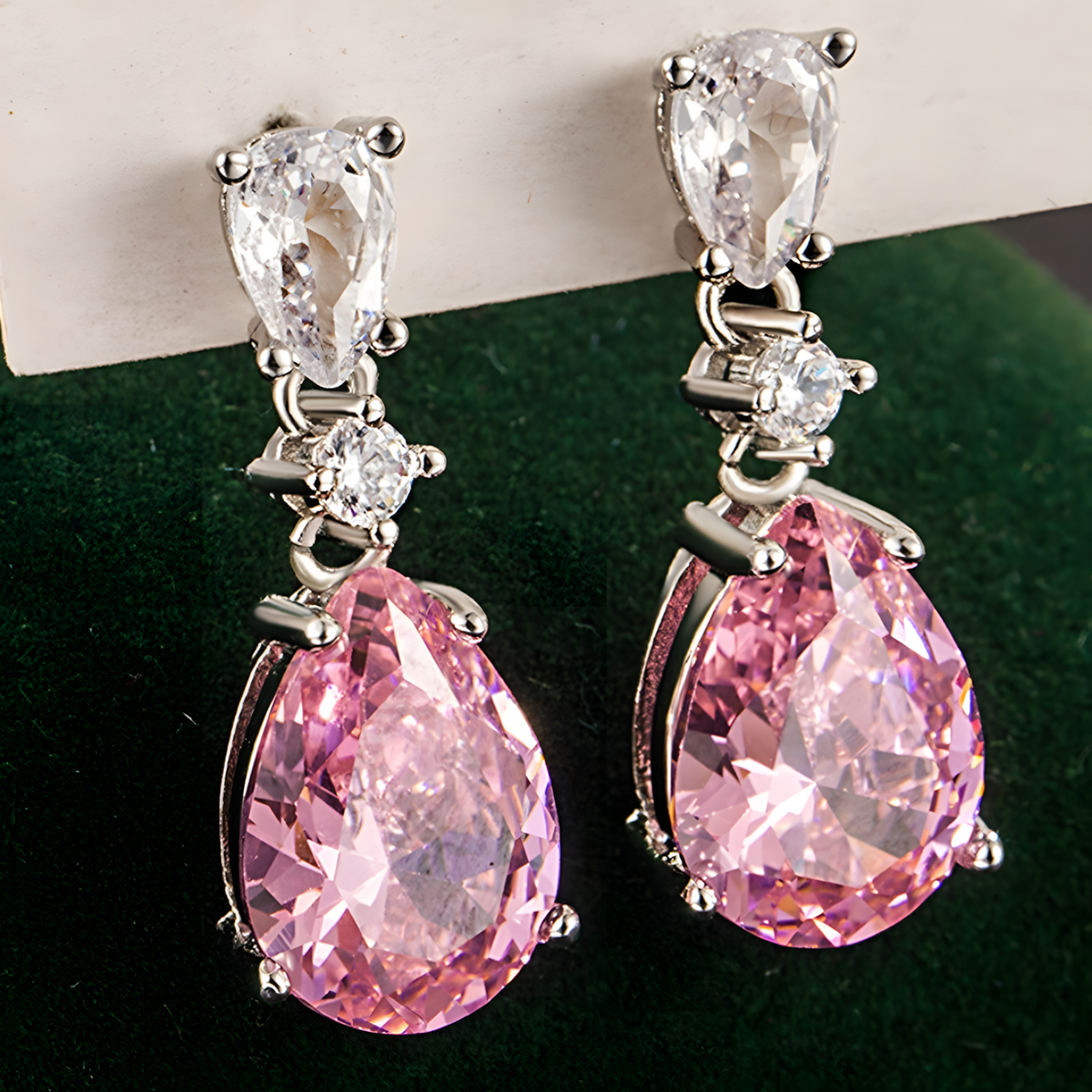 Unified Jewellery Premium Pink Pear Crystal Drop Earrings 2.2cm 1841