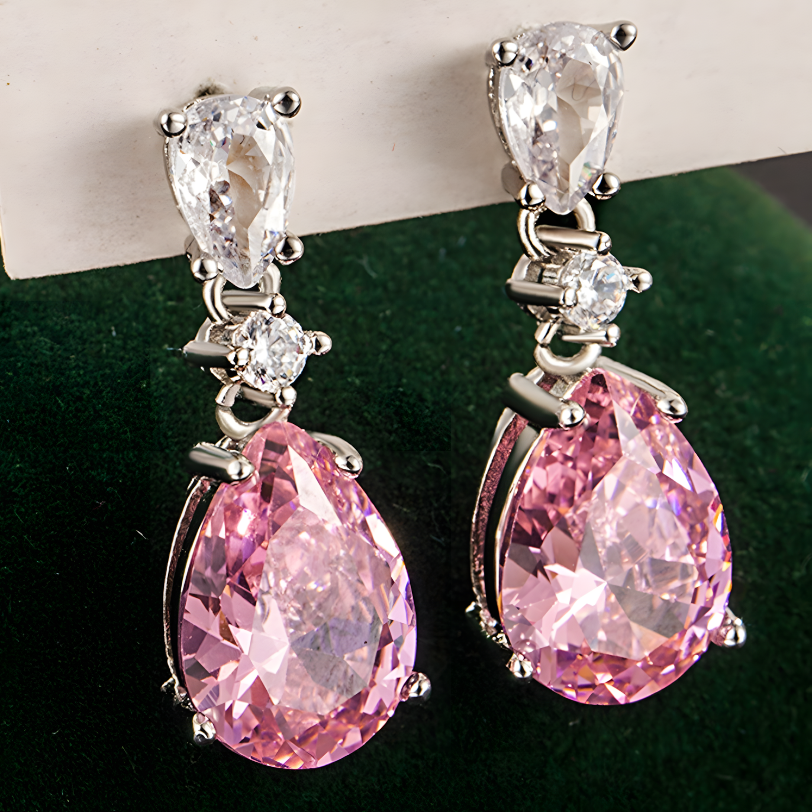 Unified Jewellery Premium Pink Pear Crystal Drop Earrings 2.2cm 1841