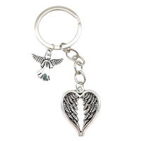 Guardian Angel Wings Keychain Y2K Heart Shaped Alloy Key Ring Purse Bag 41 UK