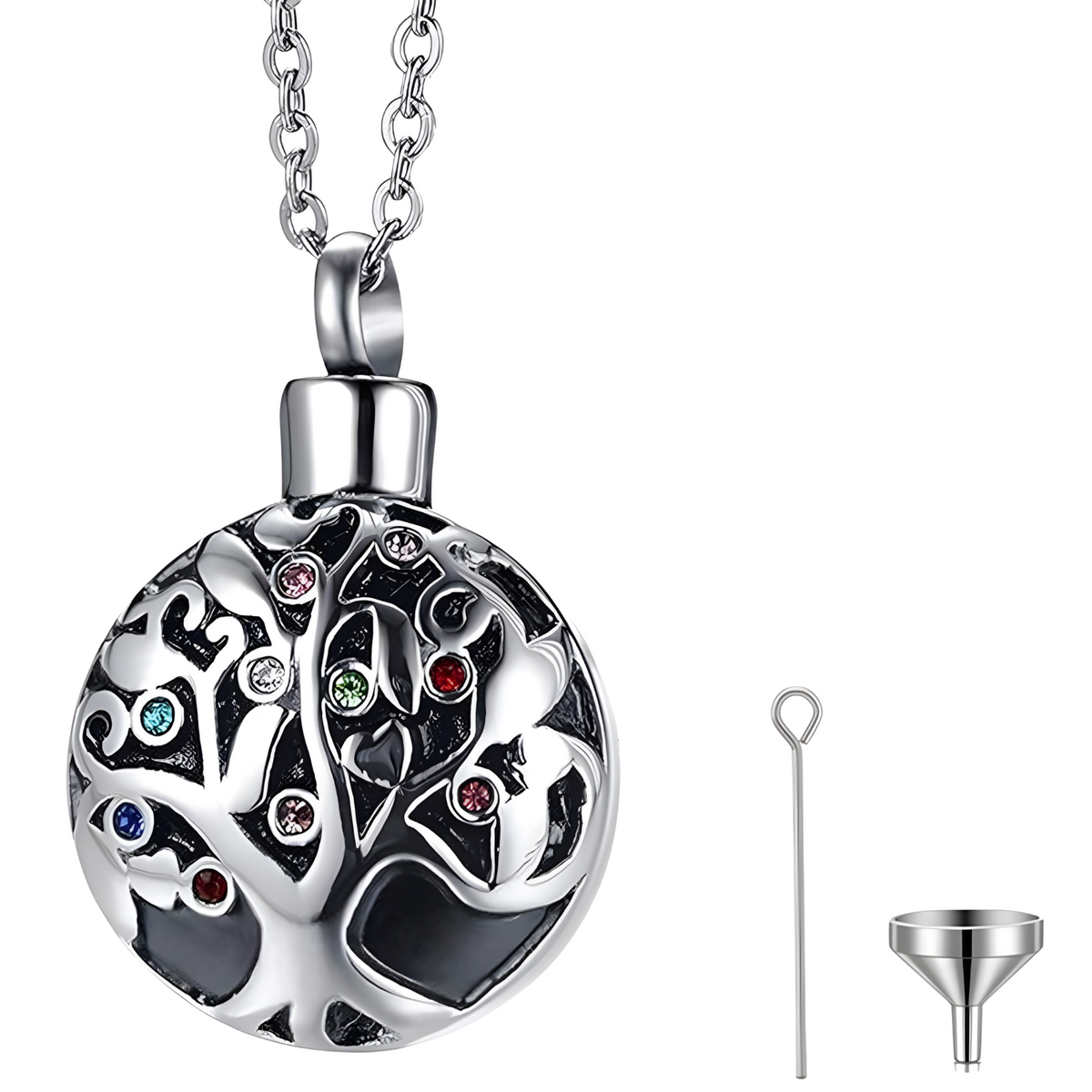 Tree Of Life Memorial Keepsake Necklace - Ash/Cremation Pendant Urn Locket 1486