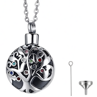 Tree Of Life Memorial Keepsake Necklace - Ash/Cremation Pendant Urn Locket 1486