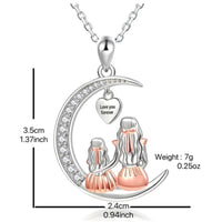 Crystal Moon Pendant Necklace for Women – Zinc Alloy Mother Daughter Heart 1126
