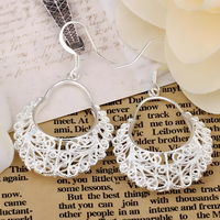 Vintage Filigree Drop Earrings for Women – Copper Alloy 925 Silver Plating 1203