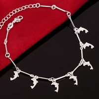 Dolphin Charm Bracelet, Adjustable Bar Link Chain Bracelet, Ocean Animal 1801