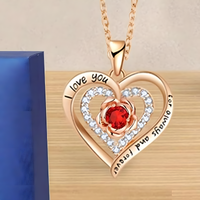 Rose Gold Heart Pendant Necklace Women – Copper Metal “I Love You Forever   1161