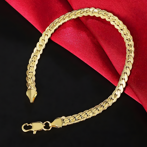 18K Gold Plated Herringbone Bracelet for Women and Men Elegant Snake Chain 437
