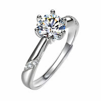 Adjustable Round Brilliant Zircon Engagement Ring, Elegant Twist Shoulder 1617