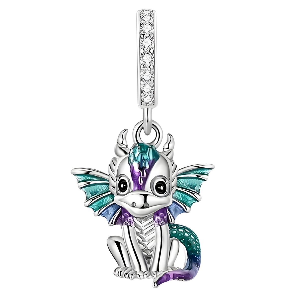 Cute Fire Dragon Charms Bead 925 Sterling Silver Colorful Dangle Fit 524
