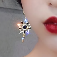 Asymmetric Moon & Star Earrings for Women – Gold-Tone Alloy Tassel Dangle 1180