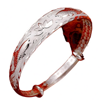 Lotus Fish Pattern Open Bangle Bracelet For Women Adjustable Cuff Wide Text 1771