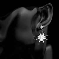 Sterling Silver Star Drop Earrings with Cubic Zirconia Dangle Earrings 342