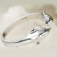 Dolphin Ring for Women–Adjustable Copper Alloy 925 Silver Plating, Double 1217