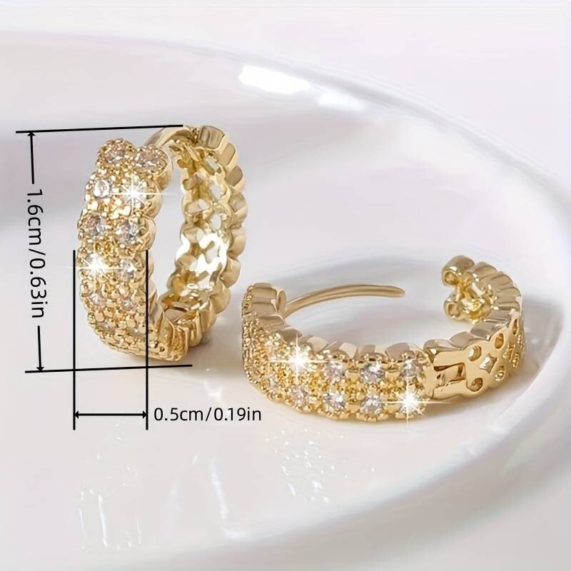 Exquisite Double Row Inlay Zircon Plated Hoop Earring Women Wedding Party 44 UK