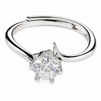 Graceful Solitaire Engagement Ring For Women Round Brilliant Cut Zircon 1605