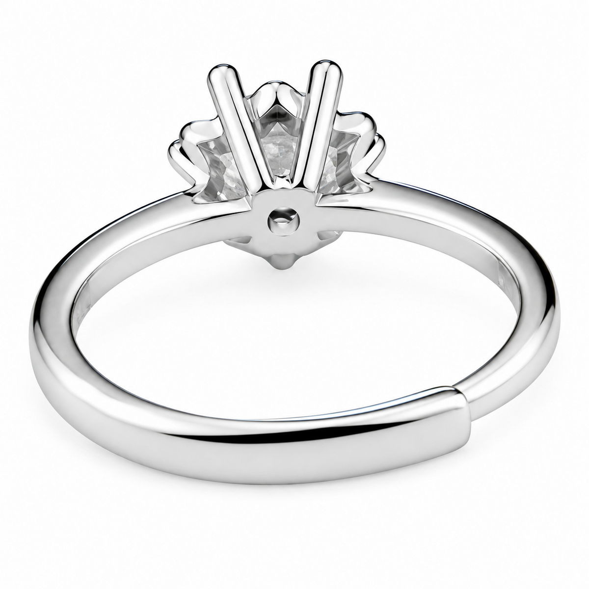 Women's Adjustable Floral Heart Claw Zircon Ring, Round Brilliant Cut 1618