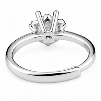 Women's Adjustable Floral Heart Claw Zircon Ring, Round Brilliant Cut 1618