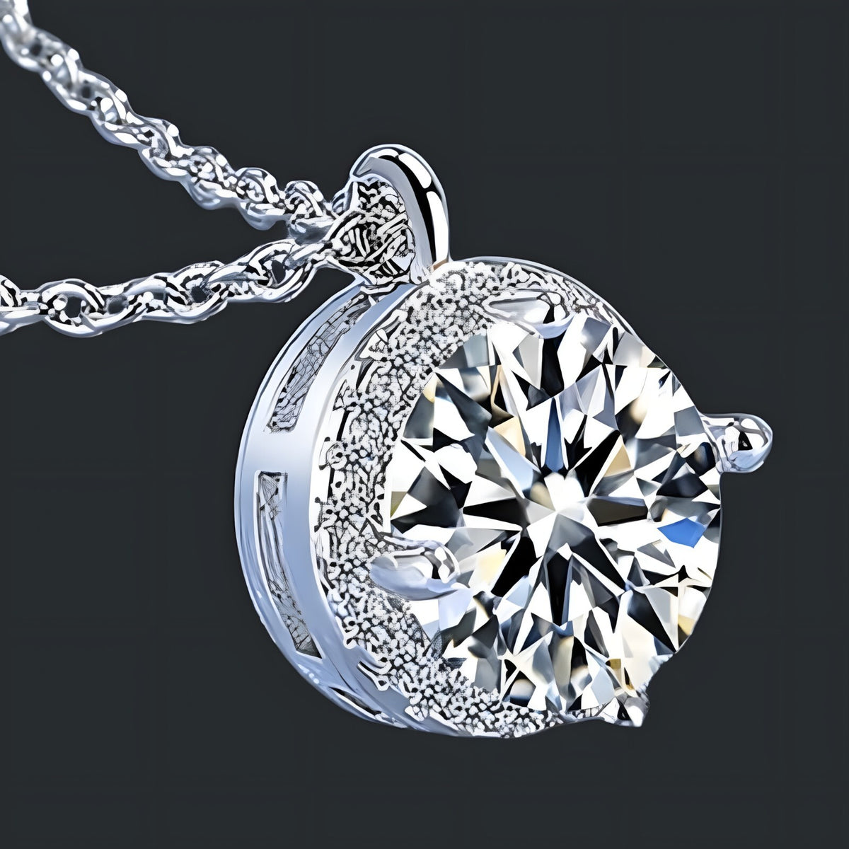925 Sterling Silver Jewelry Round AAA Zircon Pendant Necklaces Women Fine 271