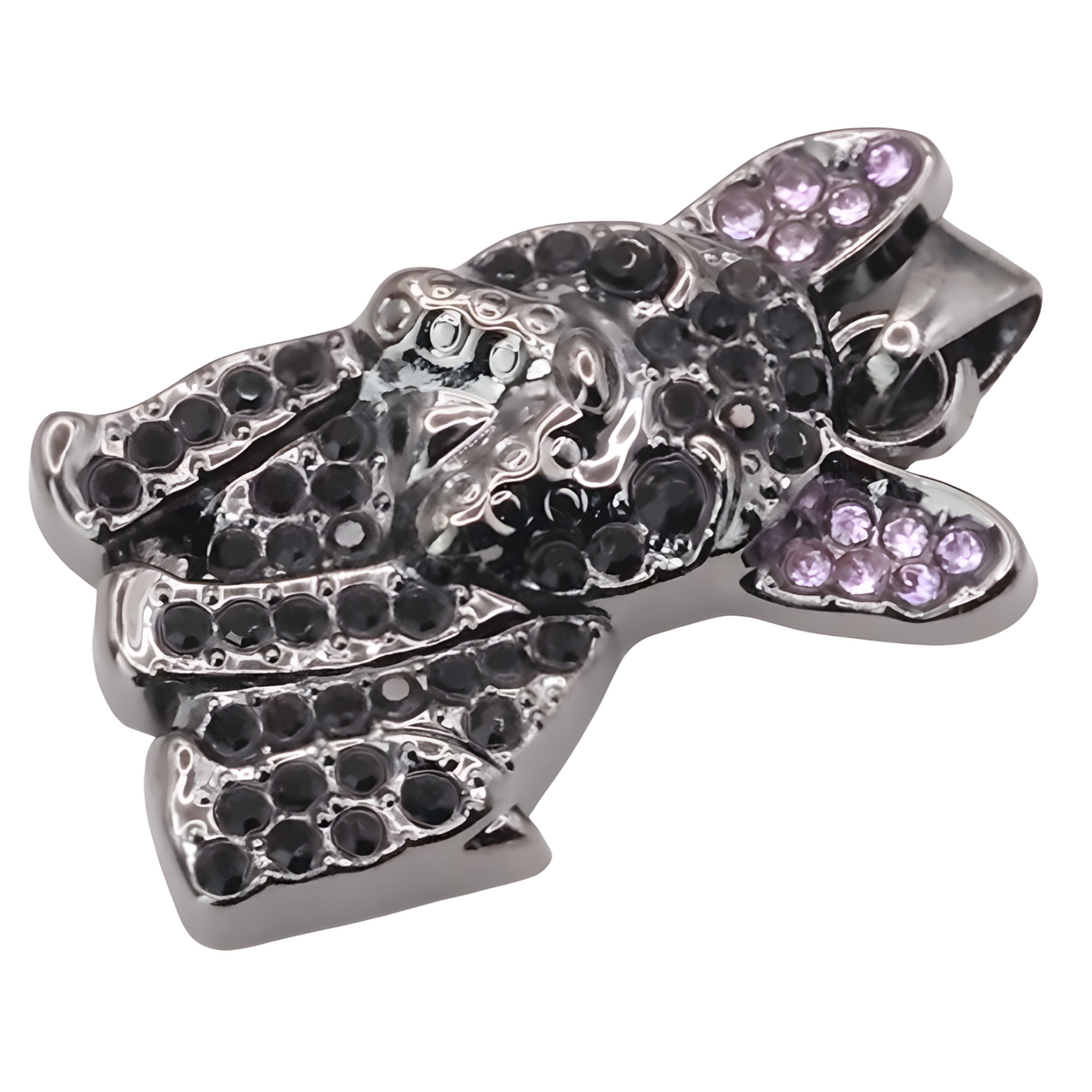Bulldog Black Dog Pendant Necklace Women Rhinestone Pet Animal Charm Zinc B226