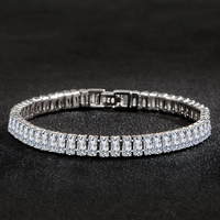 925 Silver-Plated Baguette Crystal Tennis Bracelet for Women – Elegant Chain 882