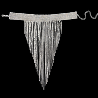 Rhinestone Tassel Choker Necklace -Crystal Fringe Necklace, Statement Choker 361