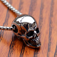 Gothic Skull Pendant Necklace - Men Women Unisex Punk Skeleton Charm Chain 1489